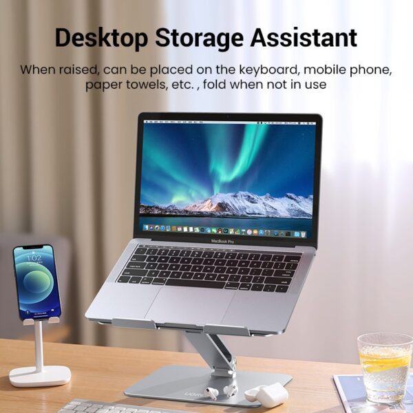 UGREEN 40291 Folding Aluminum Laptop Stand with Multi-Angle Adjustable Desktop Tablet Holder
