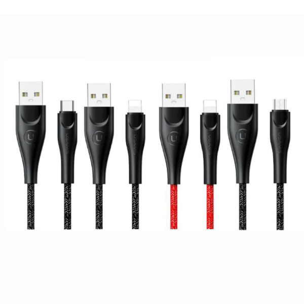 USAMS US-SJ399 U41 Micro/Type-C/Lightning Braided Data and Charging Cable 3M-Black