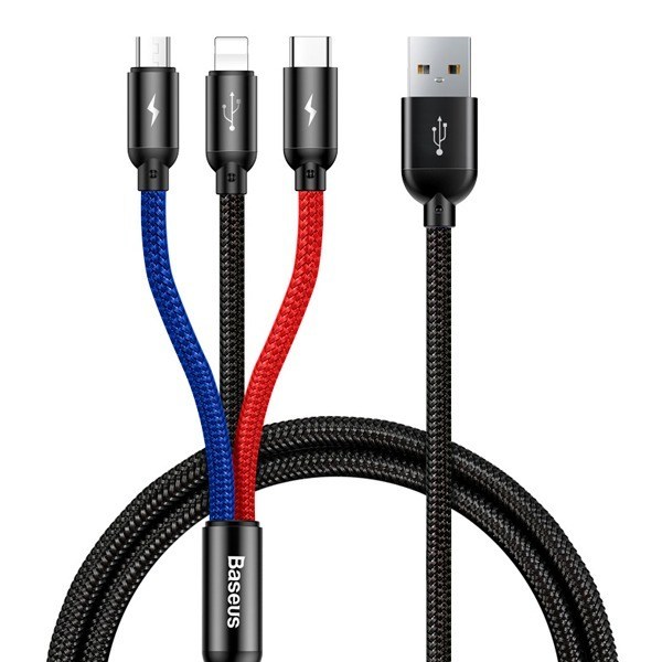 Baseus 3 in1 Fast Charging USB Cable For Lighting Type C Micro