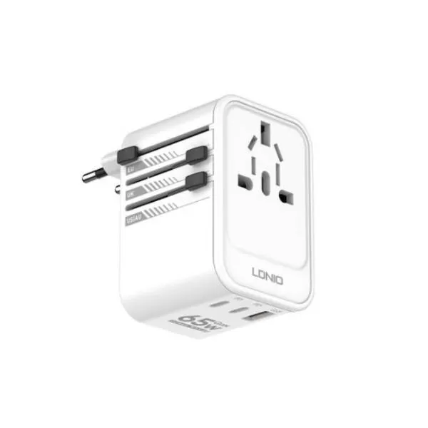 Ldnio Z6 65W GaN Universal Travel Adapter 3 USB Port
