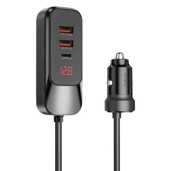 WiWU Dual USB-A + USB-C Extend Car Charger 120W