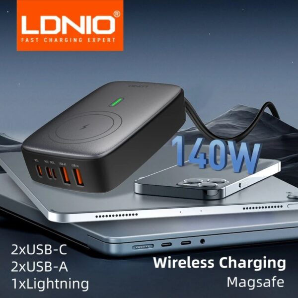 LDNIO 140W 6 IN 1 Multiport Desktop Charging Wireless Charger (Q4010)