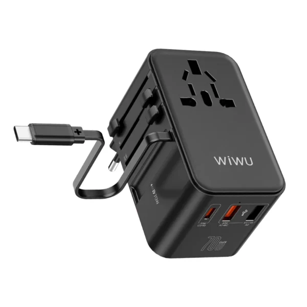 WiWU Wi-UA004 70W GaN Charger Universal Adapter with Built-in Type-C Cable