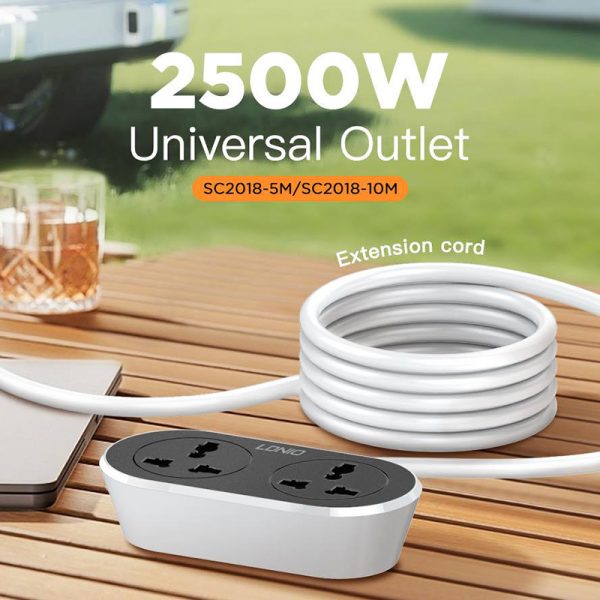 LDNIO SC2018 Power Socket Universal Extension Cord 2500W Maximum Power