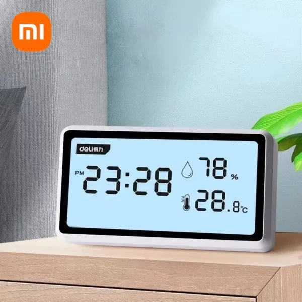 Xiaomi Deli Electronic Thermometer Hygrometer Weather Station with Table Clock Function (DL336003)