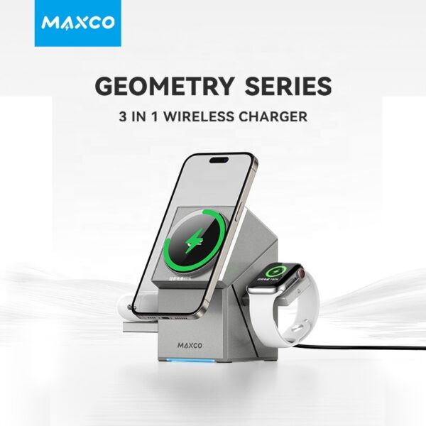 MAXCO Geometry Qi2 3-in-1 MagSafe Wireless Charger