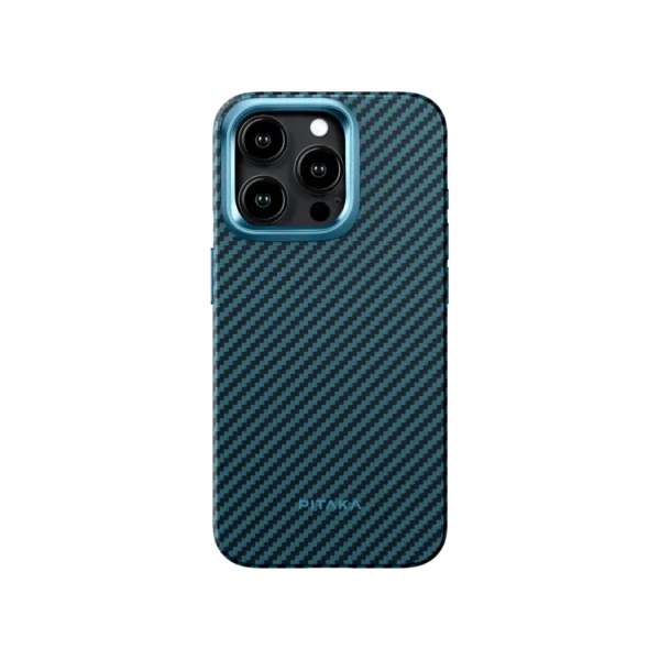 PITAKA MagEZ Case Pro 4 for iPhone 15 Pro / 15 Pro Max -1500D Black/Blue (Twill)