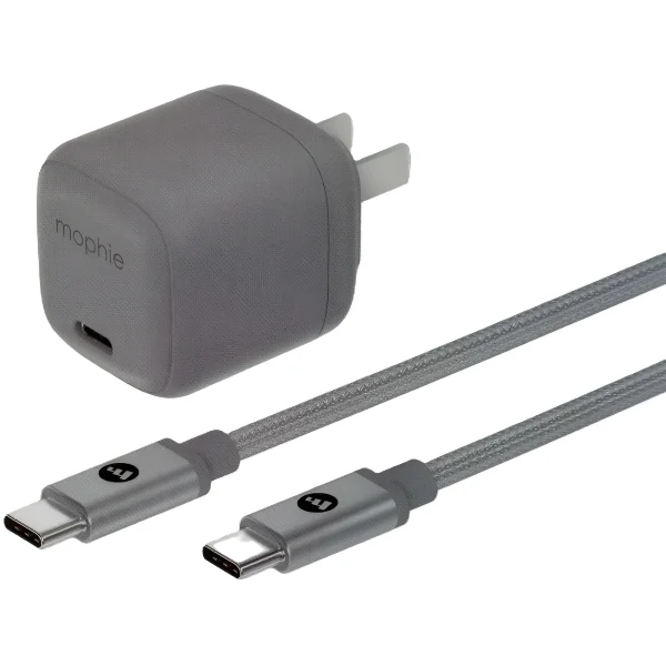 Mophie 30W GaN fast charger + 1M C TO C 60W braided cable