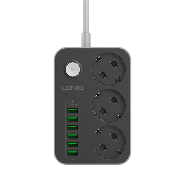 LDNIO SE3631 3 AC Outlets EU Power Strip with 2M Cable