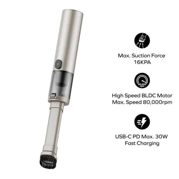 Momax 1-Move Portable Vacuum Cleaner with 16KPa Max Suction Force