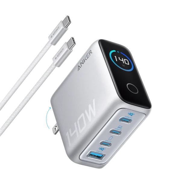 Anker Laptop Charger 140W, 4-Port, PD 3.1 with Touch Control, USB-C Cable (B2697)