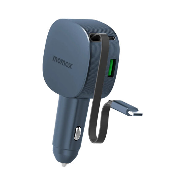 Momax 1-Move⁺ 2-Port 60W Car Charger With Built-In Retractable Cable